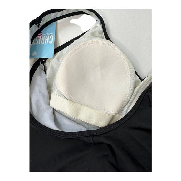 Christina Swimwear Tropical Black & Green Tankini Top Bust Enhancer Sz 8 New - Picture 4 of 8